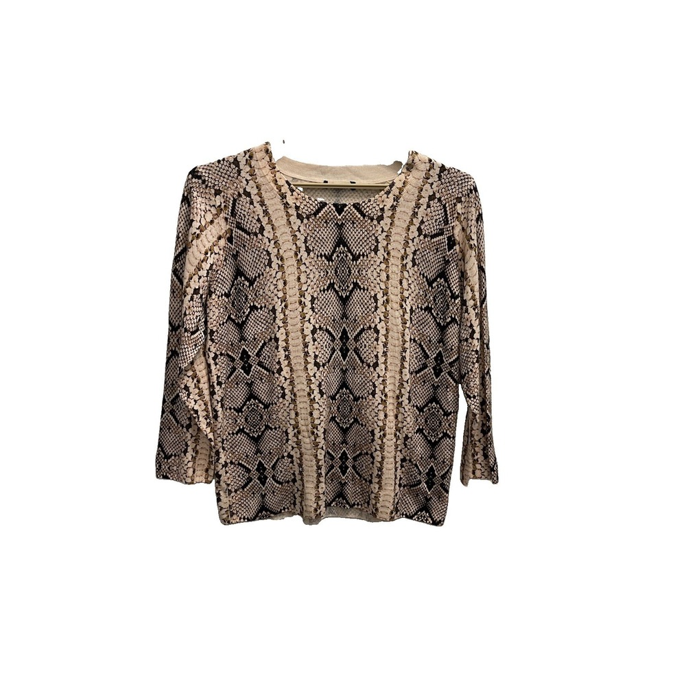J.Crew Tippi Snake Print Sweater Women L/XL Beige Excellent 100% Merino Wool